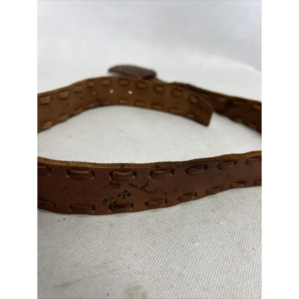 Lucky Brand Belt 32 Leather Belt Braided Leather Buckle Vintage 90s Y2K